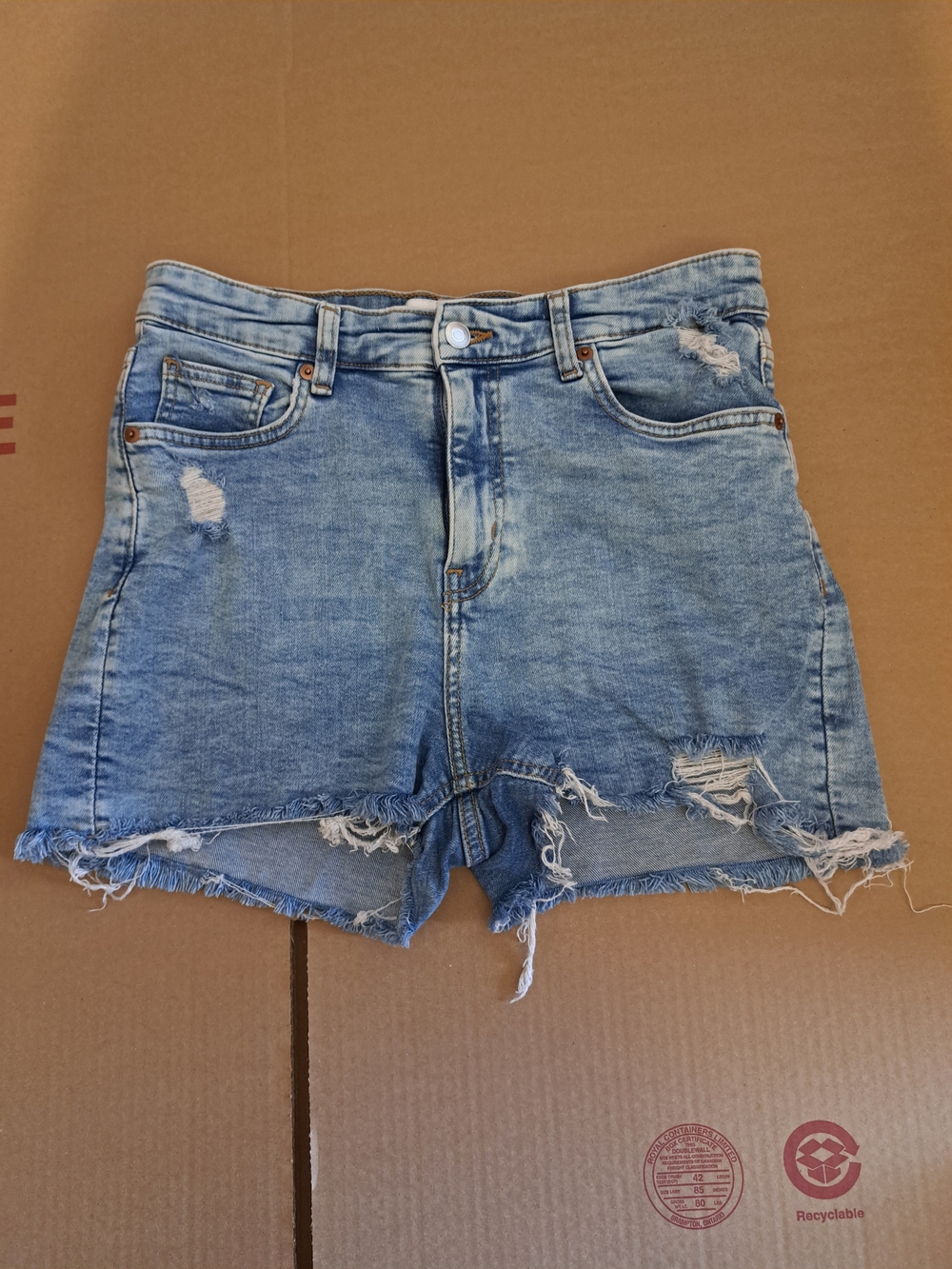 H&M Light Wash Distressed Denim Shorts